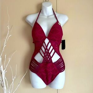 Kenneth Cole Hall Of Fame Push-up Mio swimsuit wine sz M NWT